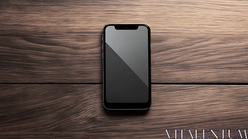 Mobile Phone on Wooden Table