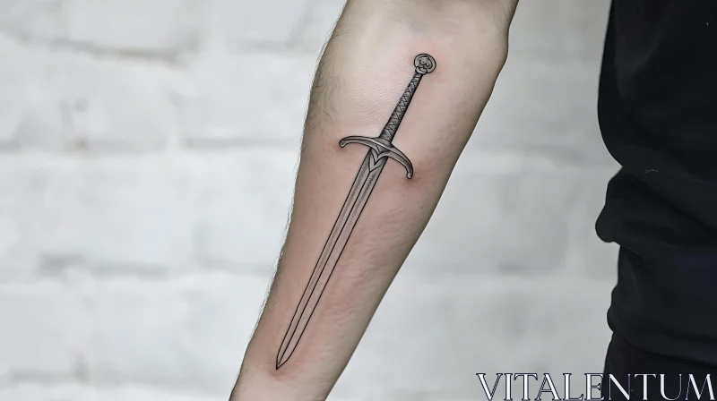 Simple Sword Tattoo on Arm