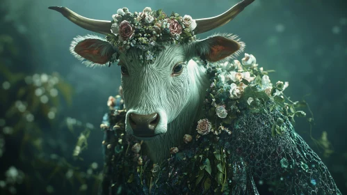 Floral Cow Portrait