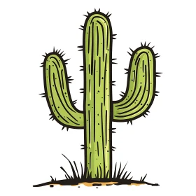 Green Cactus Cartoon Image