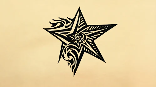 Detailed Star Tattoo with Abstract Patterns