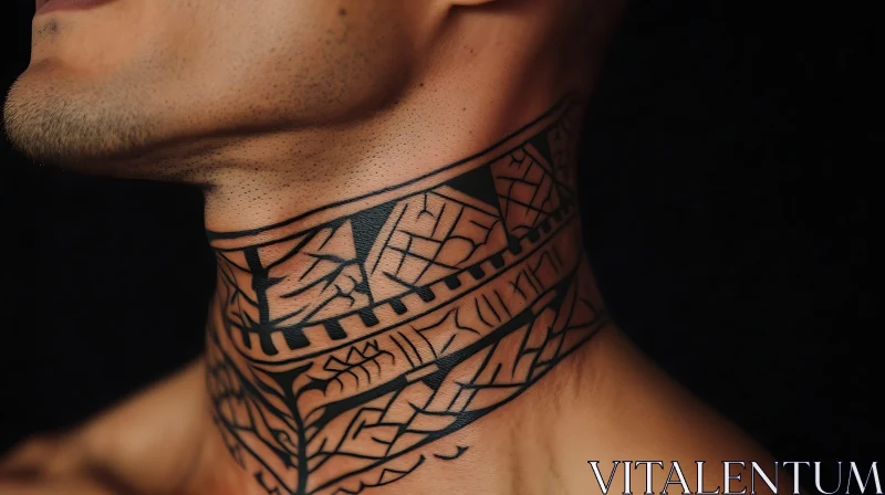 Tribal Geometric Tattoo on Neck