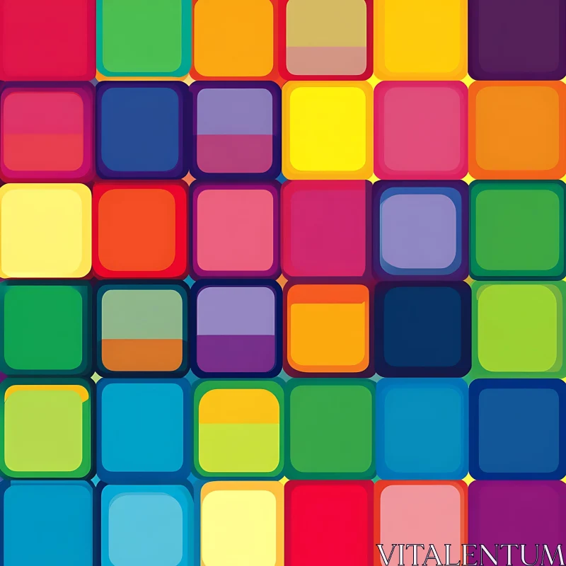 Abstract Mosaic of Colorful Rounded Squares