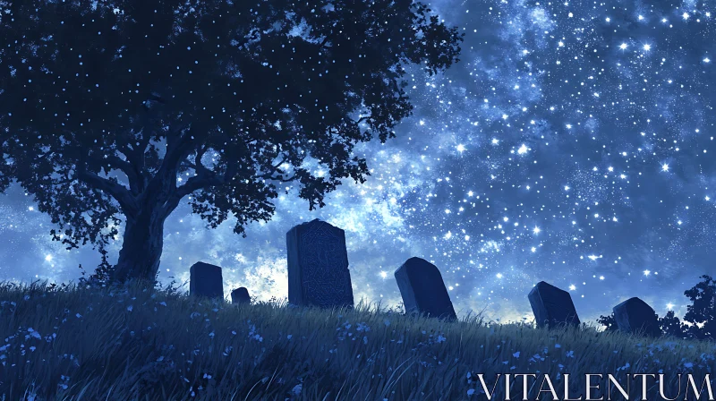 Night Cemetery Art