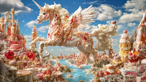 Whimsical Candy Unicorn in Dreamscape