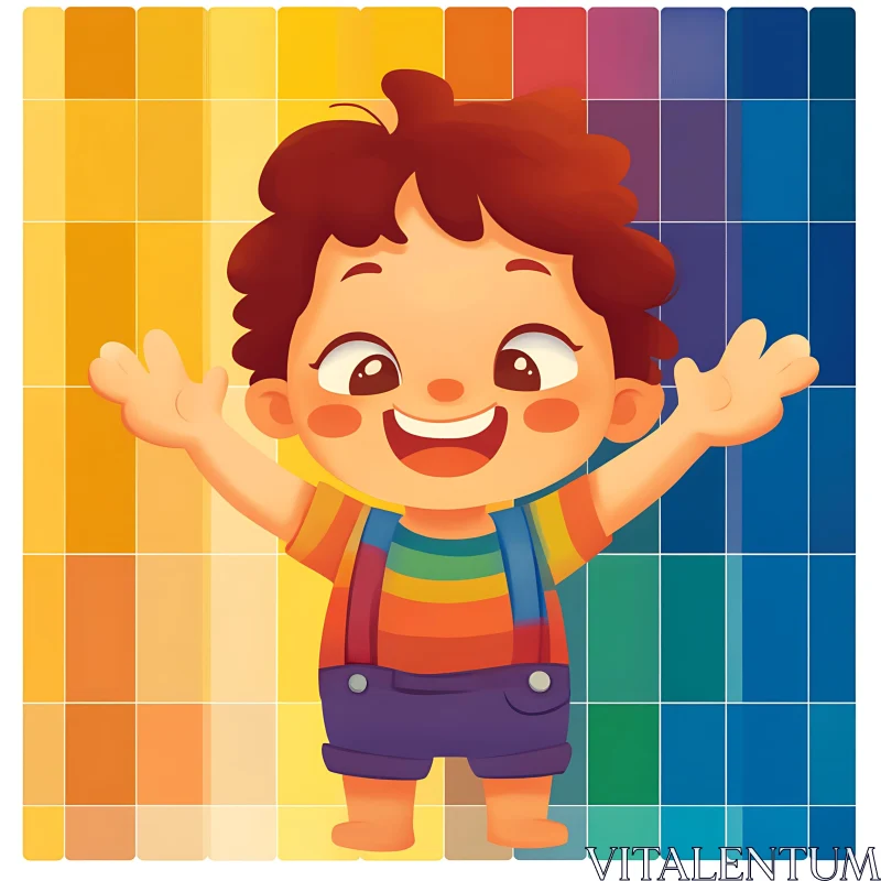 Bright Cartoon of a Happy Child