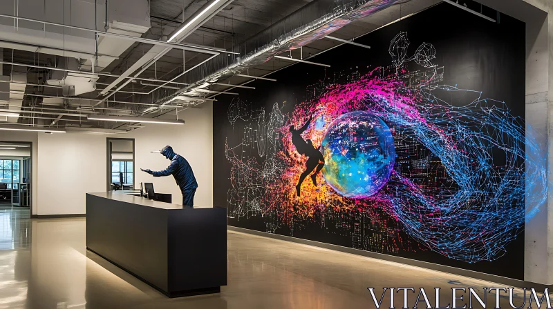 Contemporary Office Space with Artistic Wall Design