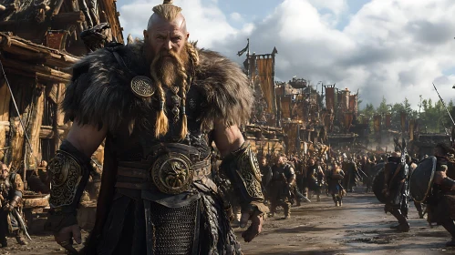 Fierce Viking Warrior in Encampment