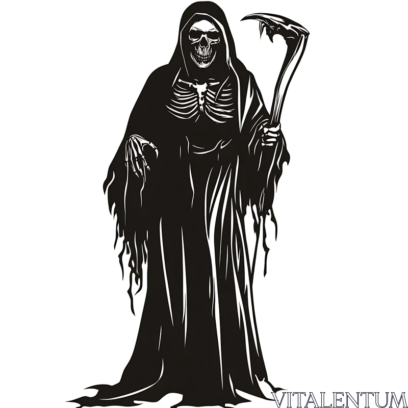 Monochrome Grim Reaper with Scythe
