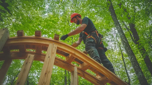 Arboreal Architecture: Man Constructing in Woods