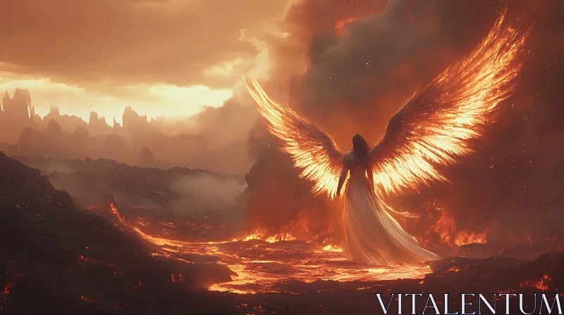 Angel in Fiery Landscape