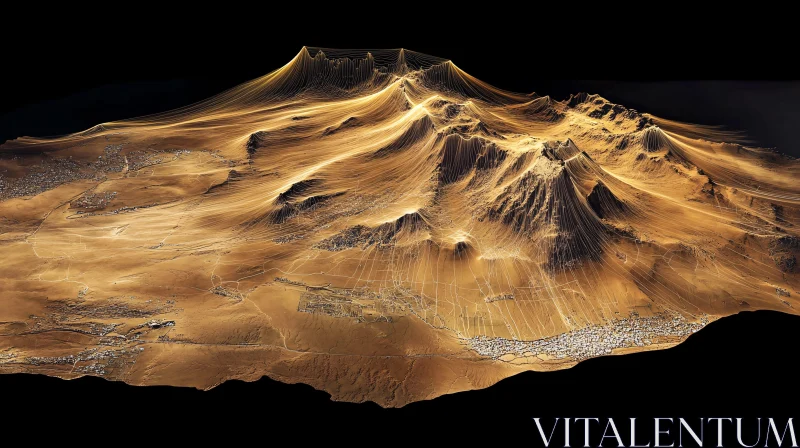 Golden Peaks Abstract Terrain