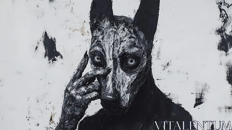 Black and White Dog-Like Creature Art