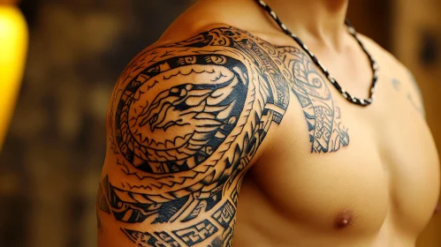 Tribal Body Art on Male Upper Torso