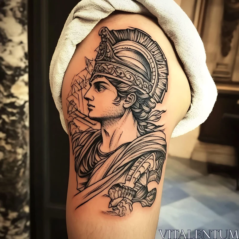 Detailed Arm Tattoo of a Warrior