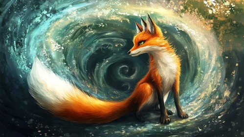 Fox in Artistic Teal Environment