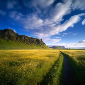 Lush Field and Mountain View