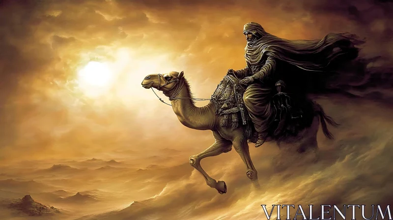 Man on Camel in Desert