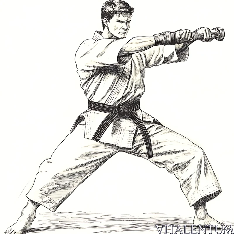Monochrome Martial Artist with Weights