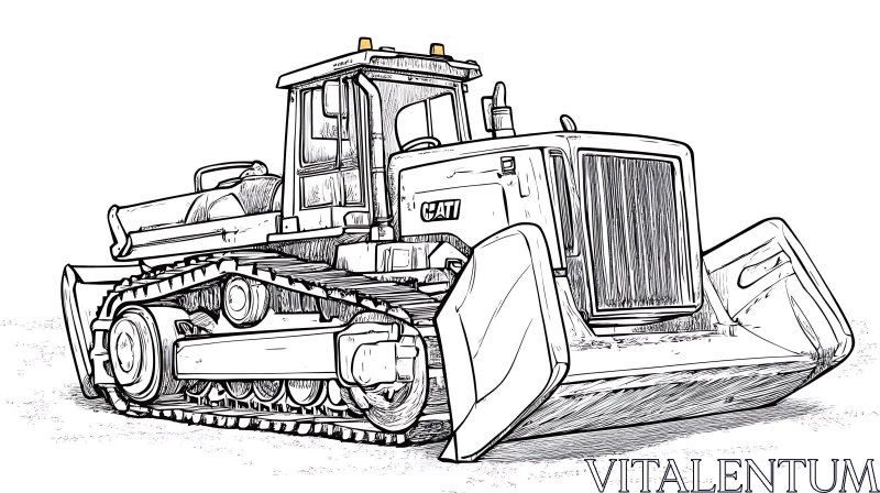 Monochrome Bulldozer Sketch
