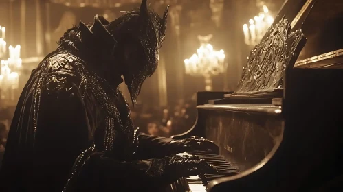 Dark Figure Playing Piano Concert