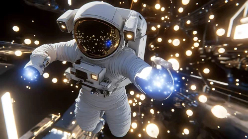 Space Explorer with Luminous Sphere