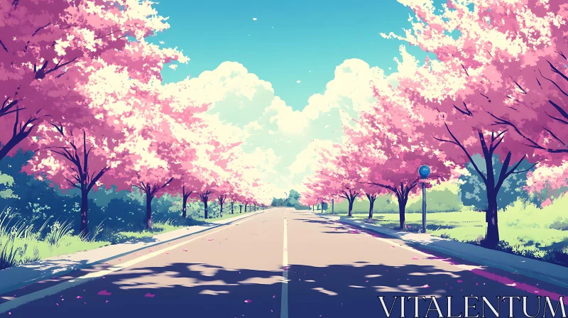 Cherry Blossom Road in Spring