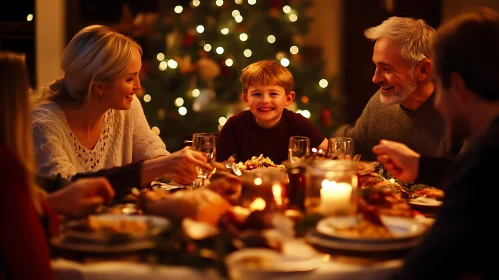 Festive Family Gathering at Christmas Dinner