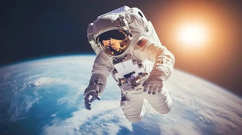 Floating Astronaut with Earth View