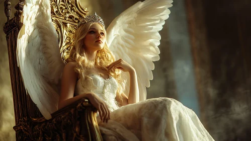 Winged Woman in White Dress