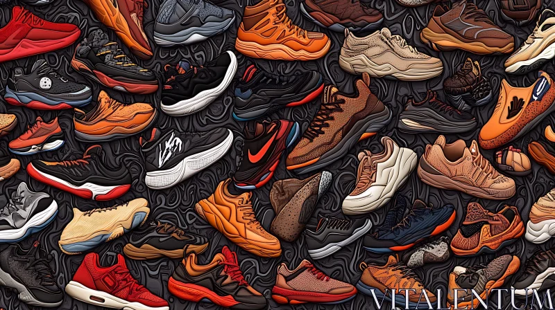 Diverse Sneakers - Fashionable Shoe Collage AI Image
