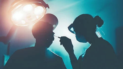 Doctor Examining Patient Silhouette