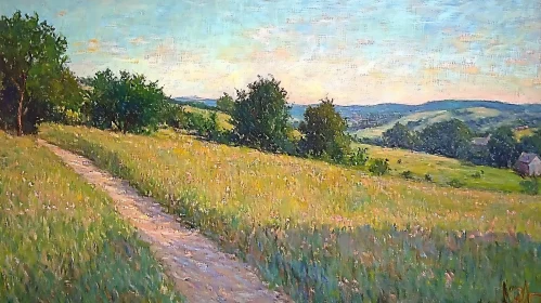 Sunlit Path Through a Summer Field