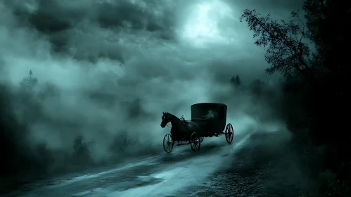 Eerie Horse Carriage Ride Through the Fog