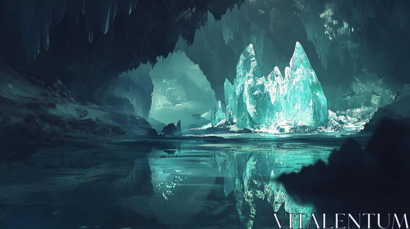 Mystical Ice Cave with Reflective Waters