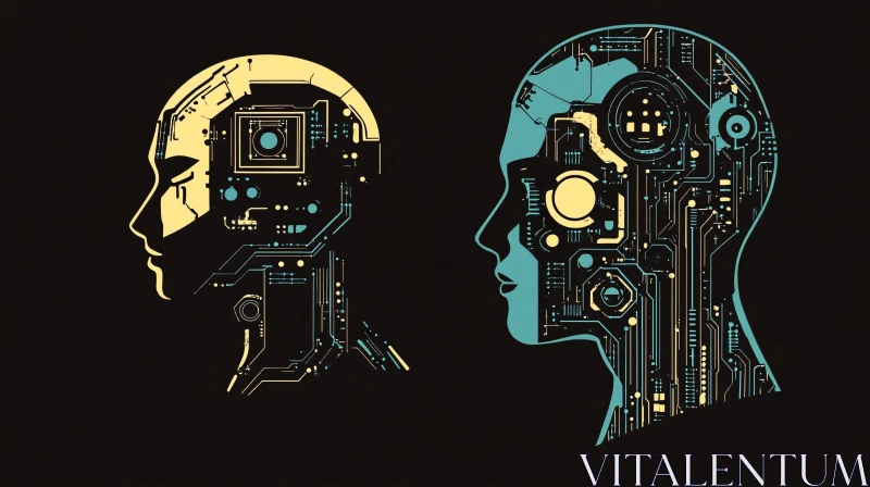 Digital Art of Two Cyborg Profiles