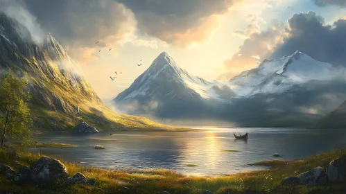 Still Waters, Mountain Peaks: A Peaceful Scene