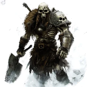 Skeletal Warrior with Axe Illustration