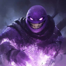 Eerie Purple Creature with Sinister Grin