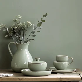 Serene Green Ceramic Still Life
