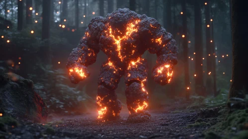 Stone Creature with Fire Power