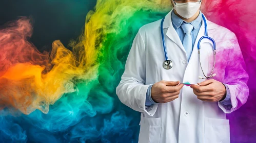 Medical Professional in Colorful Haze