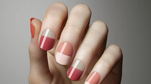 Elegant Pink and Red Manicure on a Hand