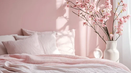 Soft Pink Interior with Blossom Vase