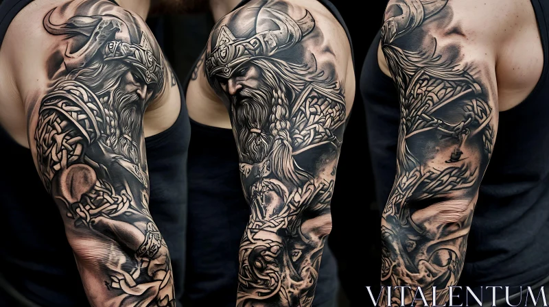 Detailed Viking Warrior Arm Tattoo AI Image