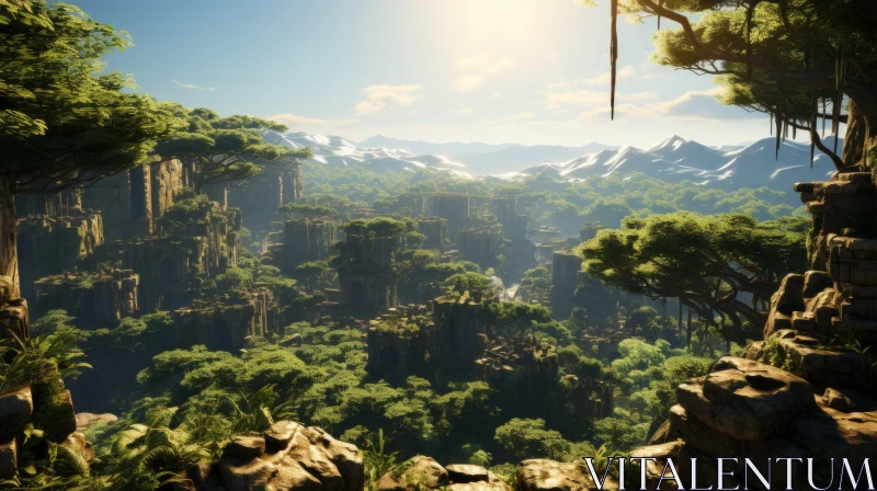 Rainforest Mountains in Classic Game Style - Nature Wonders AI Image