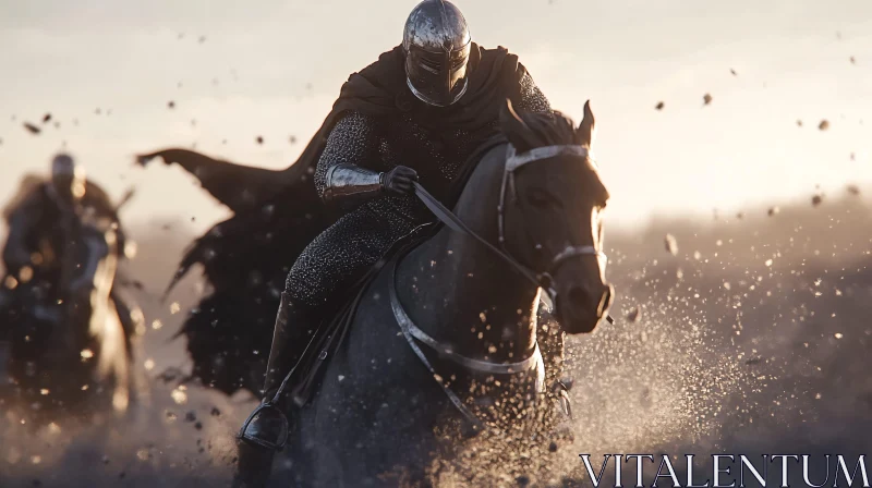 Armored Knight Riding Horse AI Image