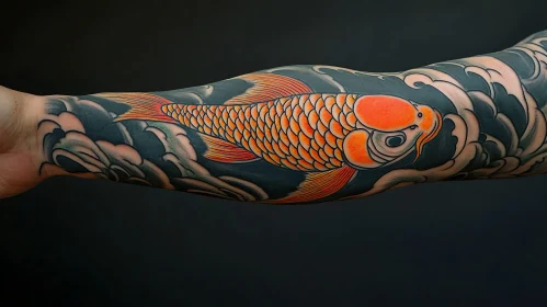 Orange Koi Fish Tattoo on Forearm