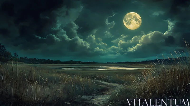 AI ART Full Moon Serenity Landscape