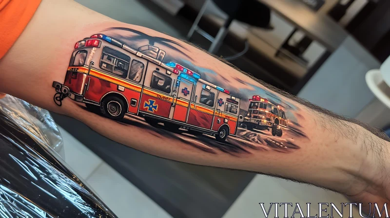 Emergency Vehicle Arm Tattoo AI Image